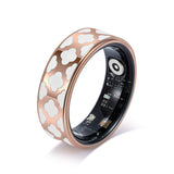 11 Striped Gold Smart Health Ring Tracker with Wireless Charging Case - Titanium Steel Fitness V888-ELOSUNG38733