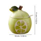 Fruit Shaped Ceramic Seasoning Jar Olive Set with Lid and Spoon V1369-AZ3-W-18423