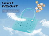Waterproof Hexagon Mesh Beach Bag Large Capacity Travel Storage Tote for Swimwear Towel Sunglasses V1258-BAG-HS04-M-FLP