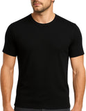 Mens 100% Pure Merino Wool Crew Neck Short Sleeve Top T Shirt Thermal Underwear - Black - Large V563-MCNPMERINO-BLK-L100CM