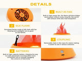 LED Halloween Jack-o'-Lantern Flame Effect Lamp with Dancing Silk Fabric Flame, Rechargeable V1341-ZY-HDWH5XQB-BLACK-ORANGEFLAME