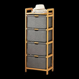 Bamboo Shelf with Storage Hamper Wooden Organiser with 4 Laundry Bags V63-838261