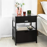 Black Bedside Table with 2 Drawers V178-58571