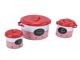 3 Pcs Canister Set Large Capacity Red White Round Bucket Farmhouse Kitchen Candy Snack Metal V1294-YM0523-3118220043011