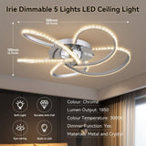 Irie Dimmable 5 Lights LED Ceiling Light - Chrome V558-LL002CL012CH
