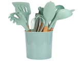12Pcs/Set Cooking Utensil with Wooden Handle Silicone Cooking Tool for Home KitchenLight Green V1294-YM0710-3118210234512