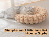 Coffee color 40cm with Heart-patterned jacquard Plush Round Pet Bed - Soft Donut Cat Bed, Warm V888-ELOSUNG53835