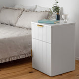 PORTO BEDSIDE TABLE - WHITE - VJ PANEL - PULL BRASS V164-ECS13WVB03G