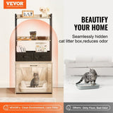VEVOR Cat Litter Box Enclosure Litter Box Furniture Hidden 2 Shelves & 2 Baskets V952-XHSCBBSNJSMSD53UMV0