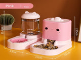 Pink Cat Dog Automatic Feeder Waterer Set 2-in-1 Dry Wet Separation Station with 2200ml Food V888-ELOSUNG50008