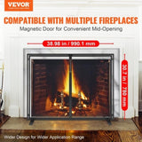 Fireplace Screen 1 Panel with Door, Sturdy Iron Mesh Fireplace Screen, 990MM Spark Guard V952-BLMHSJY3545I44JO4V0