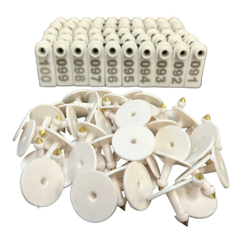 1-100 Cattle Number Ear Tag 5x2cm Set - Mini White Cow Sheep Pig Livestock Label V238-SUPDZ-40208915726416