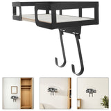Ironing Board Hanger Wall Mount Black Metal with Removable Hook for Home Storage V1369-AZ3-W-18797