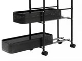 Levede 5 Tier Storage Trolley Slim With Pull Out Drawers For Home Kitchen Black HO0615-BK-5-AU