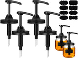4 Pack Mason Canning Jar Syrup Dispenser Coffee Syrup Dispenser Pump Lids Set with Labels and Pen V1188-CYX-DP-877