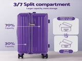 Wanderlite 2pcs Trunk Luggage Suitcase Travel Carry On TSA Lock 12" 20" Purple LUG-ABS-TRUK-12-20-PR