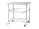 Kitchen Utility Cart, 3 Tiers, Wire Rolling Cart with 213kg Capacity, Steel Service Cart on Wheels, V952-LLCFTCCB20X24IGJ4V0