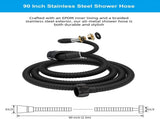 All Metal 90 Inch Stainless Steel Extra Long Shower Hose Replacement, 4 Spray Handheld Showerhead V1258-DP02-C-820