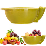 Rotating Berry Washing Bowl Ceramic With Drain Holes Automatic Rotating Ceramic Washing Bowl V1192-AZ-W-26483