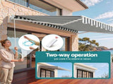 Instahut Retractable Folding Arm Awning Motorised Sunshade 4.5Mx3M Grey White AWN-B-ARM-REMOTE-45X30-GRWH
