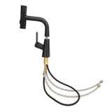 Waterfall Kitchen Faucets 3 Modes Waterfall Stream Sweep 360&deg Rotatable Pullout Sprayer Single V1294-YM0901-3112240023612