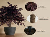 Artificial Cimicifuga Plant Leaf Stems, 2FT Silk Faux Purple Foliage Ground, Fake Fall Plant V1366-AZ2-W-24859