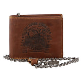 Billy The Kid Mens Leather Wallet Western with Detachable Chain in Gift Box in Cognac V563-BTK-12-COGN