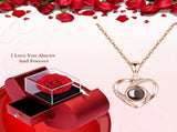 A Hundred Languages Heart-Shaped Projection Necklace Set, rose gold-plated with zirconia inlay, V1232-XXMGXLPG001