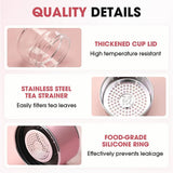 Double Wall Glass Tea Infuser Bottle Tumbler - 12oz/350ml Leakproof Travel Mug with Stainless Steel V1258-DP02-F-869