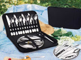20Pcs Camping Cutlery Set, Stainless Steel Picnic Utensils with Plates and Bottle Opener, V1188-MS-819-056