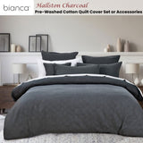 Bianca Hallston Charcoal Pre-Washed Cotton Quilt Cover Set Queen V442-BCA-QUILTCS-HALLSTON-CHARCOAL-QS