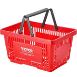VEVOR Shopping Basket, Set of 12, 24L Durable Plastic Grocery Basket with Handle and Stand, 425 x V952-GXSBSSLGWLHS08MIEV0