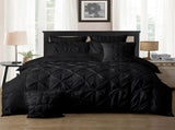 Diamond Pintuck Queen Size Black Duvet Quilt Cover Set V493-ZQ-05
