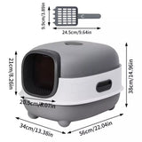 Large Capacity Enclosed Cat Litter Box with Hood and Scoop, Leak-Proof Design V767-P-ZM1674