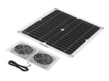 25W Solar Panel Fan Kit IPX65 Waterproof Low Noise Efficient Solar Powered Dual Fan for Chicken Coop V1294-YM0521-3114230040711