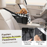 Portable Pet Car Seat for Small Dogs & Cats, Foldable Center Console Pet Bed with Safety Tether, V1341-ZY-LZFMP3TQ-GREY