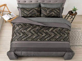 Charcoal Geometric Luxe Comforter Quilted Doona Set V745-AB010991AJ3