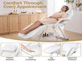 Zenses Beauty Bed with Stool, White, Adjustable Facial Massage Table, Tattoo Chair, Salon Services MT-CHR-F3-WH-80