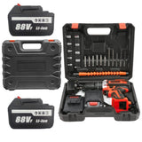 Cordless Drill w/2 Battery Heavy Duty Impact Driver Kit Brushless Hammer Set 88V V201-DRIL0088VF8AU