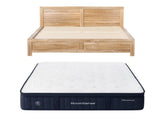 RoomSense Queen 34cm Medium Soft Gel Mattress Bundle, Oatmeal Bed Frame XFKF-1666-OATMEAL-Q