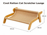 54 x 44 x 28CM Large Cat Scratcher Sofa Bed with Wooden Elevated Base - Breathable Cooling Rattan V888-ELOSUNG55081-1