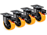 Caster Wheels, 127 mm Swivel Plate Casters, Set of 4, with Security A/B Locking No Noise PVC Wheels, V952-PBJLCSJAZ4J4XPOVCV0