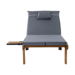 Gardeon 2x Sun Lounge Wooden Lounger Outdoor Furniture Day Bed Wheel Patio Grey ODF-B-LOUNGE-WHEEL-GEX2