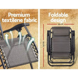 Gardeon Zero Gravity Chair Folding Outdoor Recliner Adjustable Sun Lounge Camping Beige FF-ZGC-BE