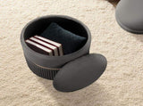 2X Side Table Storage Ottoman - Velvet Padded Stool Vanity Footstool REMI GREY V274-FT-VR-352VASS-GY