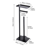 2-in-1 Freestanding Toilet Paper Holder - Thick Carbon Steel with Matte Black Finish, Storage Top V888-ELOSUNG39392