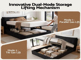 Artiss Queen Bed Frame with Horizontal Gas Lift Storage with LED Light USB Type-C Charging Station BFRAME-H-HYDE-Q-BK-ABCD