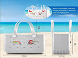 EVA Beach Tote Bag for Swimming, Pool & Travel Waterproof Washable Rubber Handbag with 2 Random V1107-CS-STDDBB