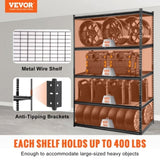 VEVOR Storage Shelving Unit Garage Storage Rack 5-Tier Adjustable 907.2 kg Load V952-XLZLKHJCL24DXPVPAV0