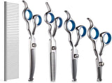 Professional Pet Dog Grooming Scissors Straight Curved Thinning Shear Tool Kit - Blue V1366-AZ2-W-11164